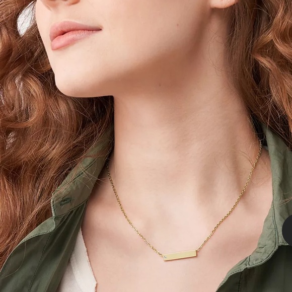 Fossil Jewelry - EUC, Fossil, Gold Tone Bar Necklace